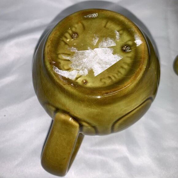 Vintage Green Ceramic Creamer & Sugar Bowl Set With Lid - Picture 5 of 12